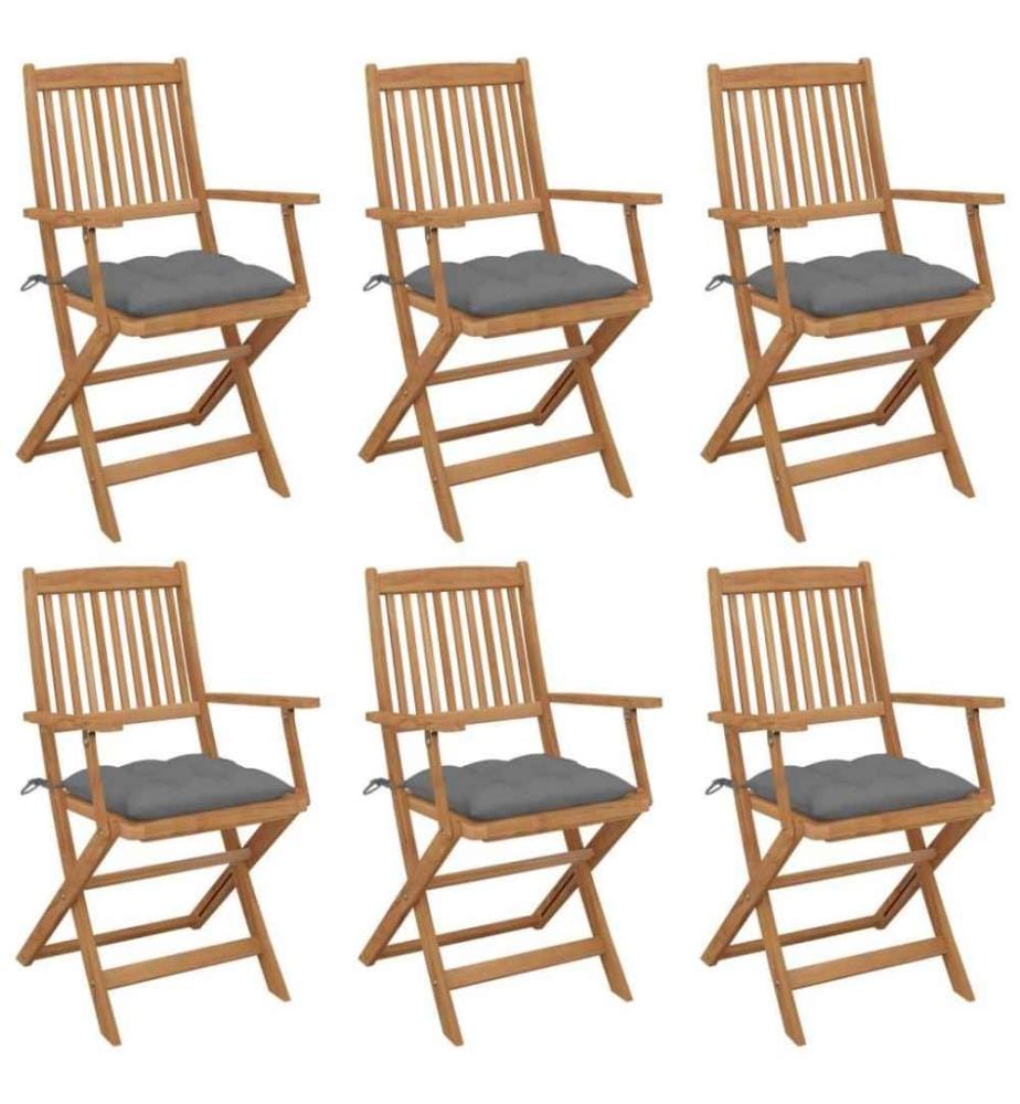 Klappbare Gartenstühle 6 Stk. mit Kissen Massivholz Akazie