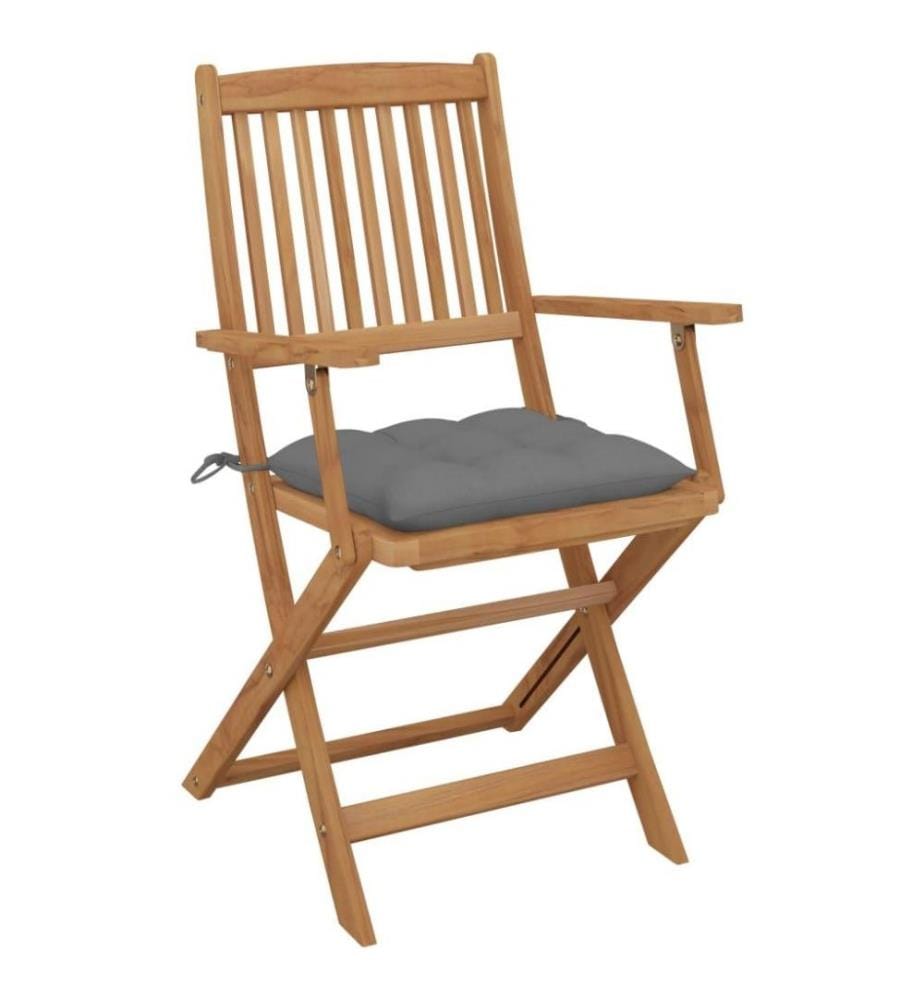 Chaises pliables de jardin 6 pcs avec coussins Bois d'acacia