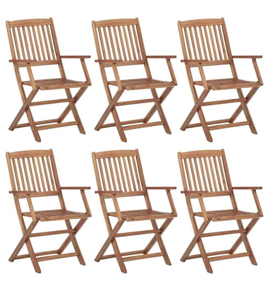 Chaises pliables de jardin 6 pcs Bois d'acacia solide