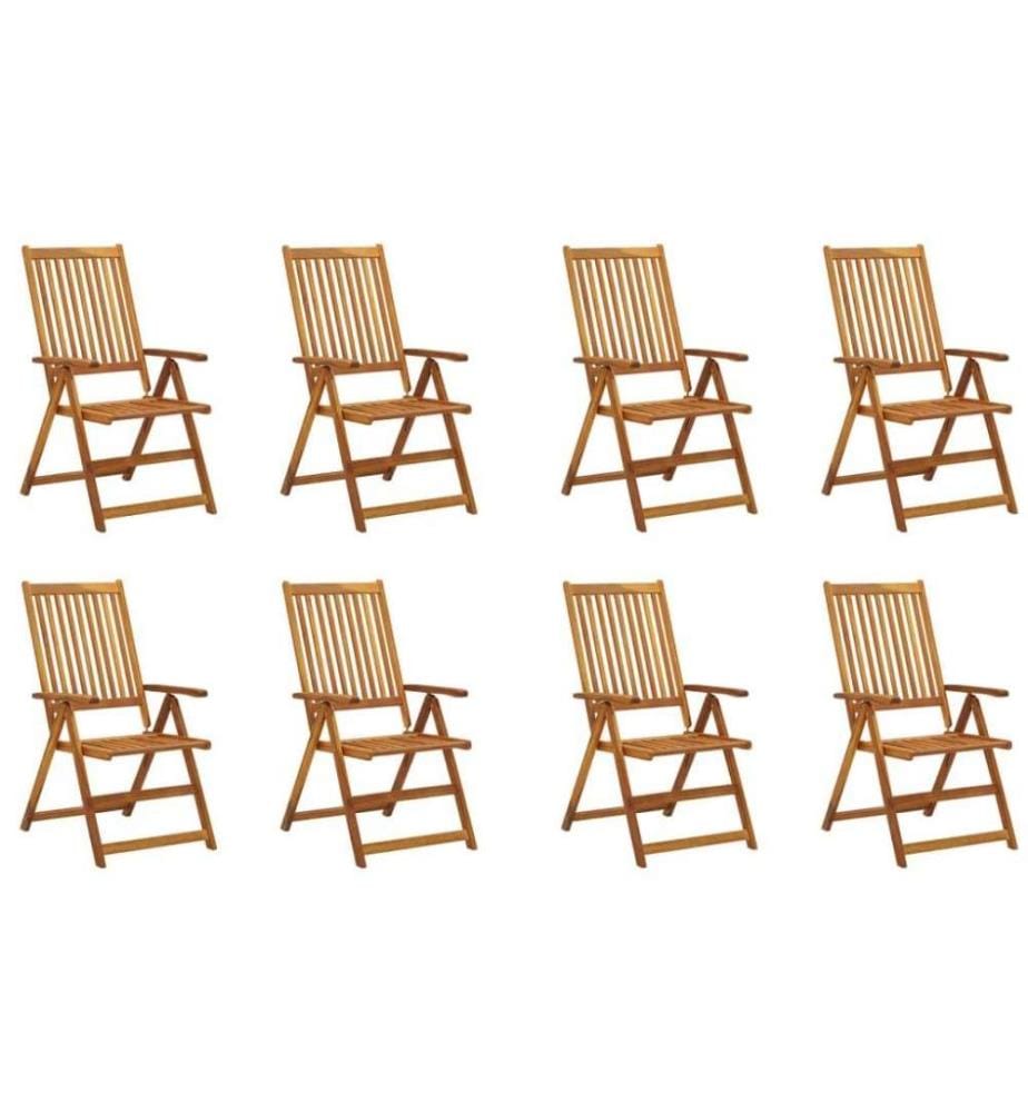 Chaises pliables de jardin avec coussins 8 pcs Bois d'acacia