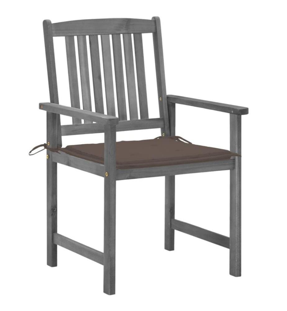 Chaises de jardin avec coussins 4 pcs Gris Bois d'acacia massif