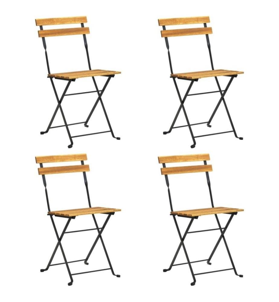 Chaises de bistro pliables 4 pcs Bois d'acacia massif