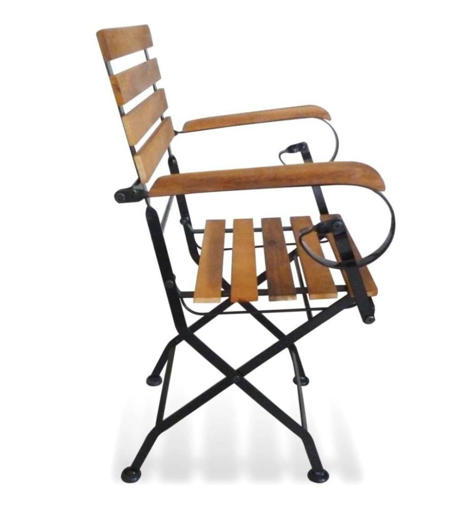 Chaises pliables de jardin 2 pcs Acier et bois d'acacia solide