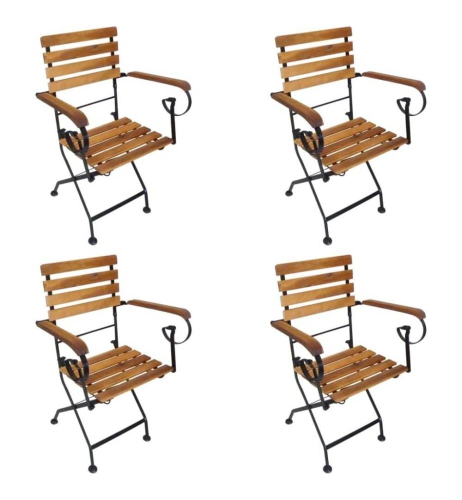 Chaises pliables de jardin 4 pcs Acier et bois d'acacia massif