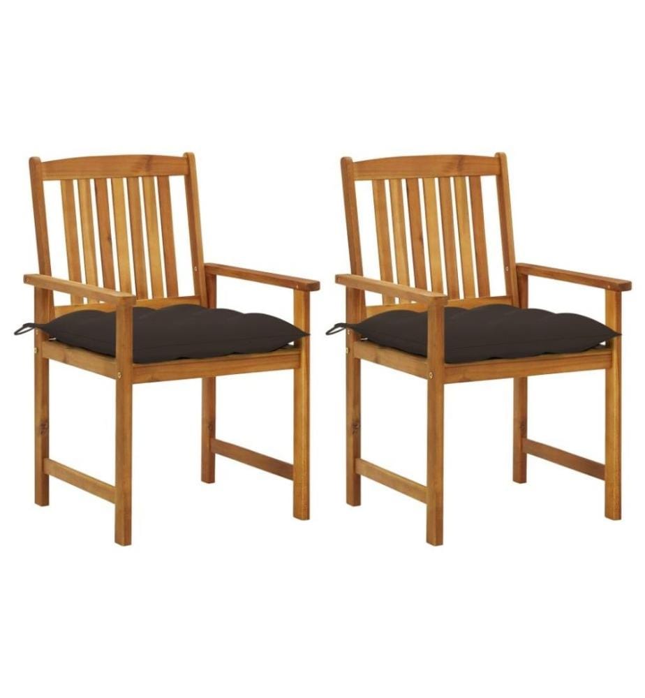 Chaises de jardin avec coussins 2 pcs Bois d'acacia massif
