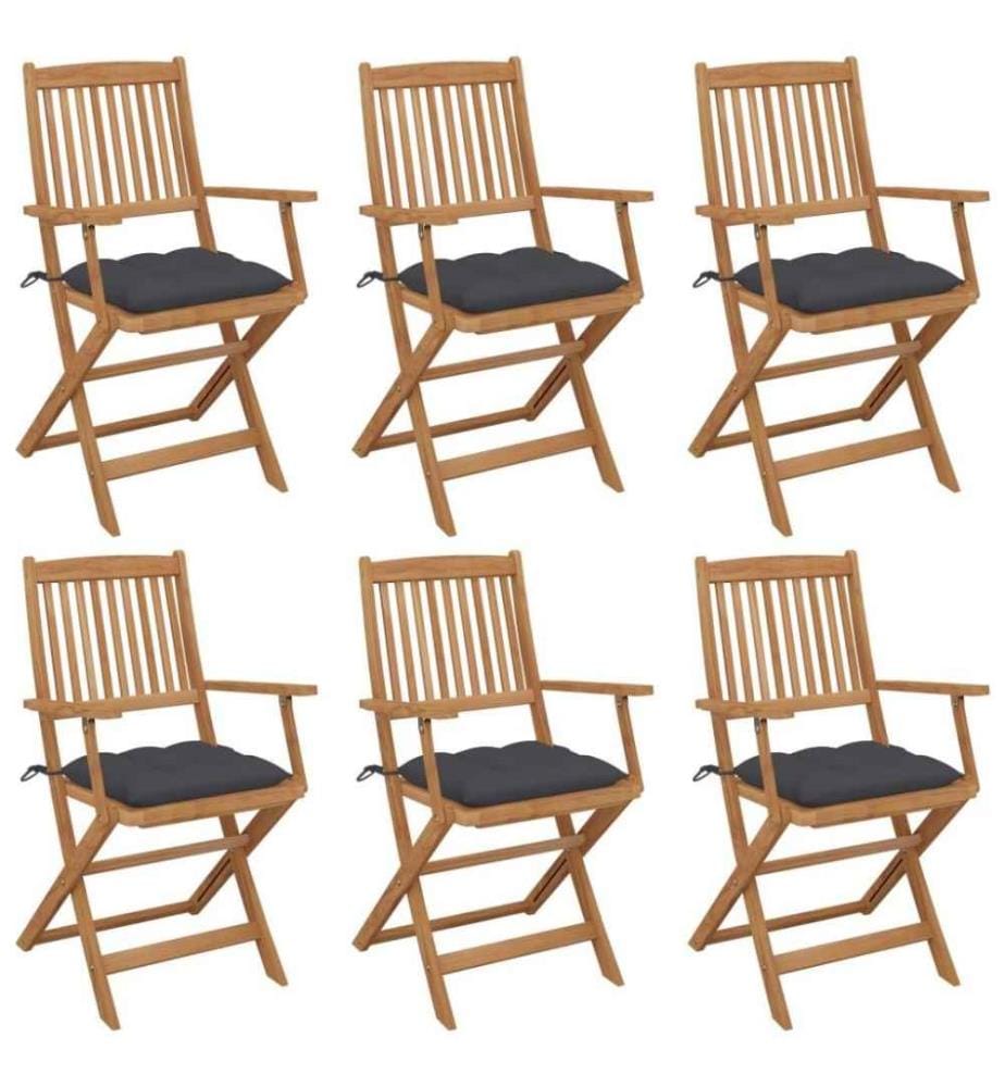 Chaises pliables de jardin 6 pcs avec coussins Bois d'acacia