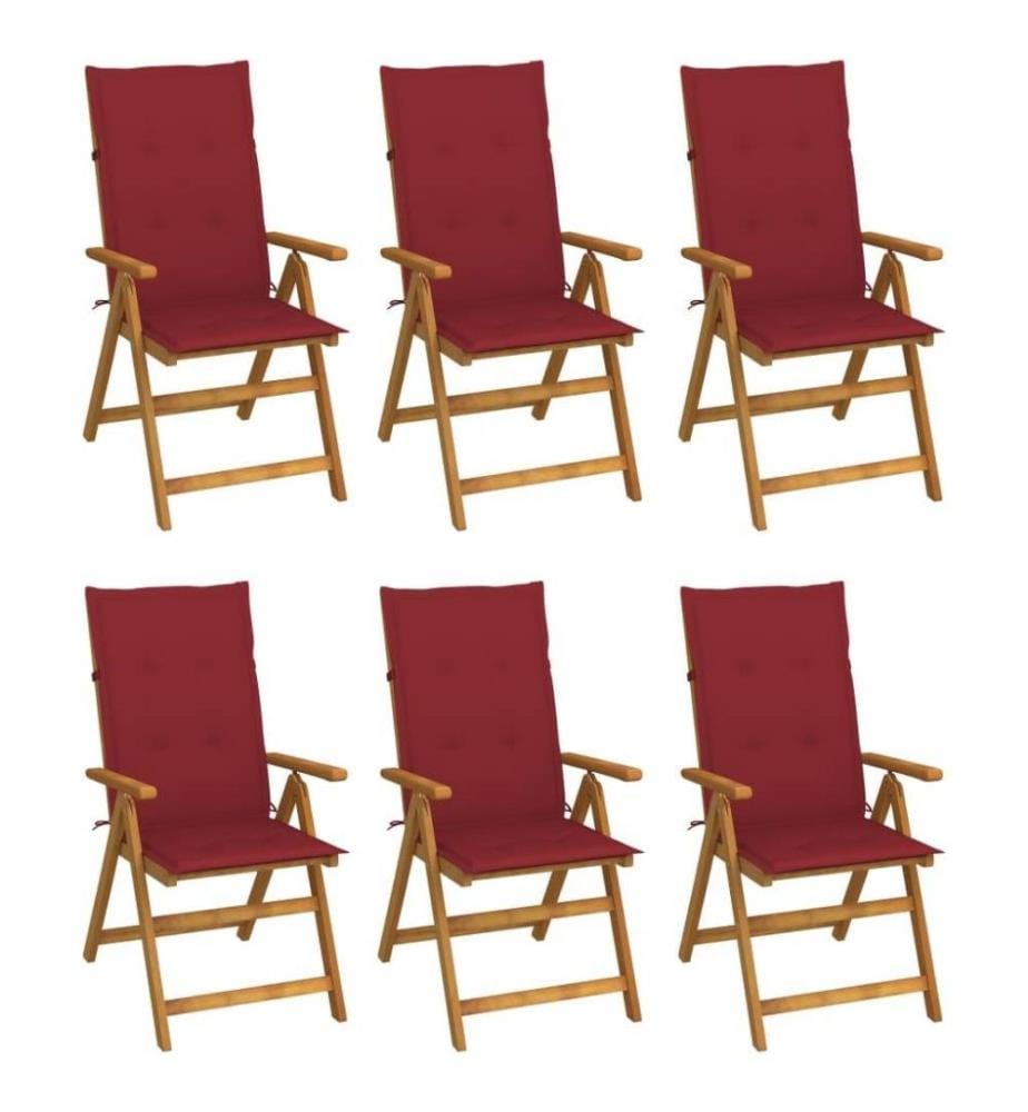Chaises pliables de jardin 6 pcs avec coussins Bois d'acacia