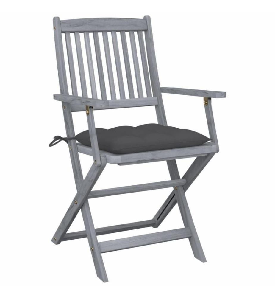 Chaises pliables d'extérieur 6 pcs avec coussins Bois d'acacia
