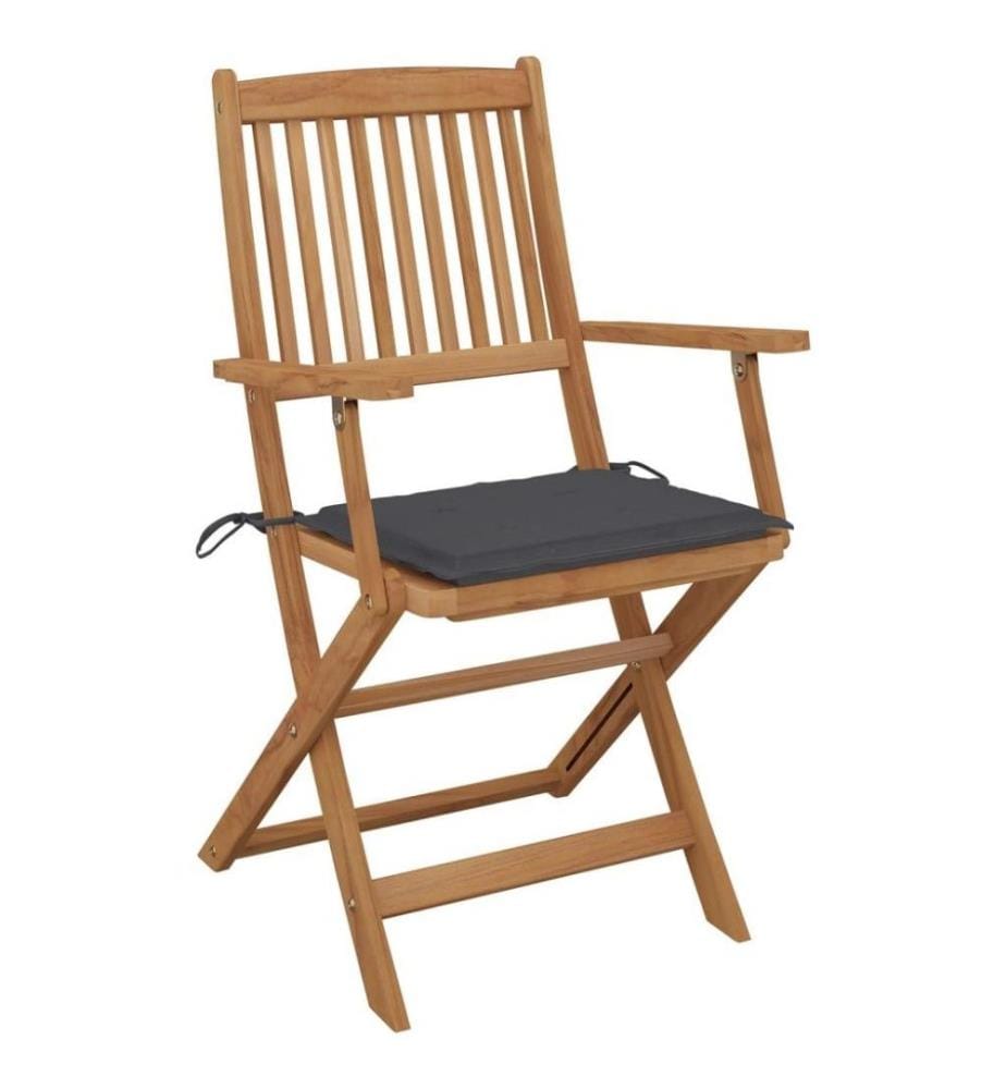 Chaises pliables d'extérieur avec coussins 8 pcs Bois d'acacia