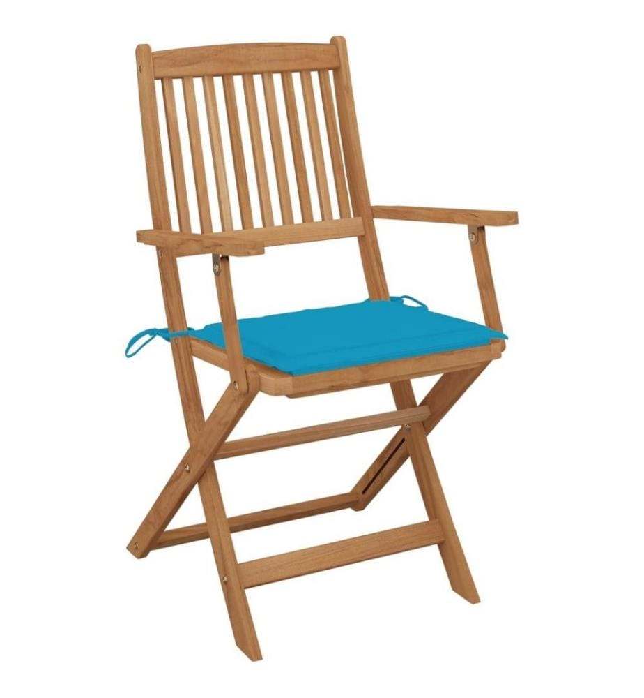 Chaises pliables de jardin 4 pcs avec coussins Bois d'acacia