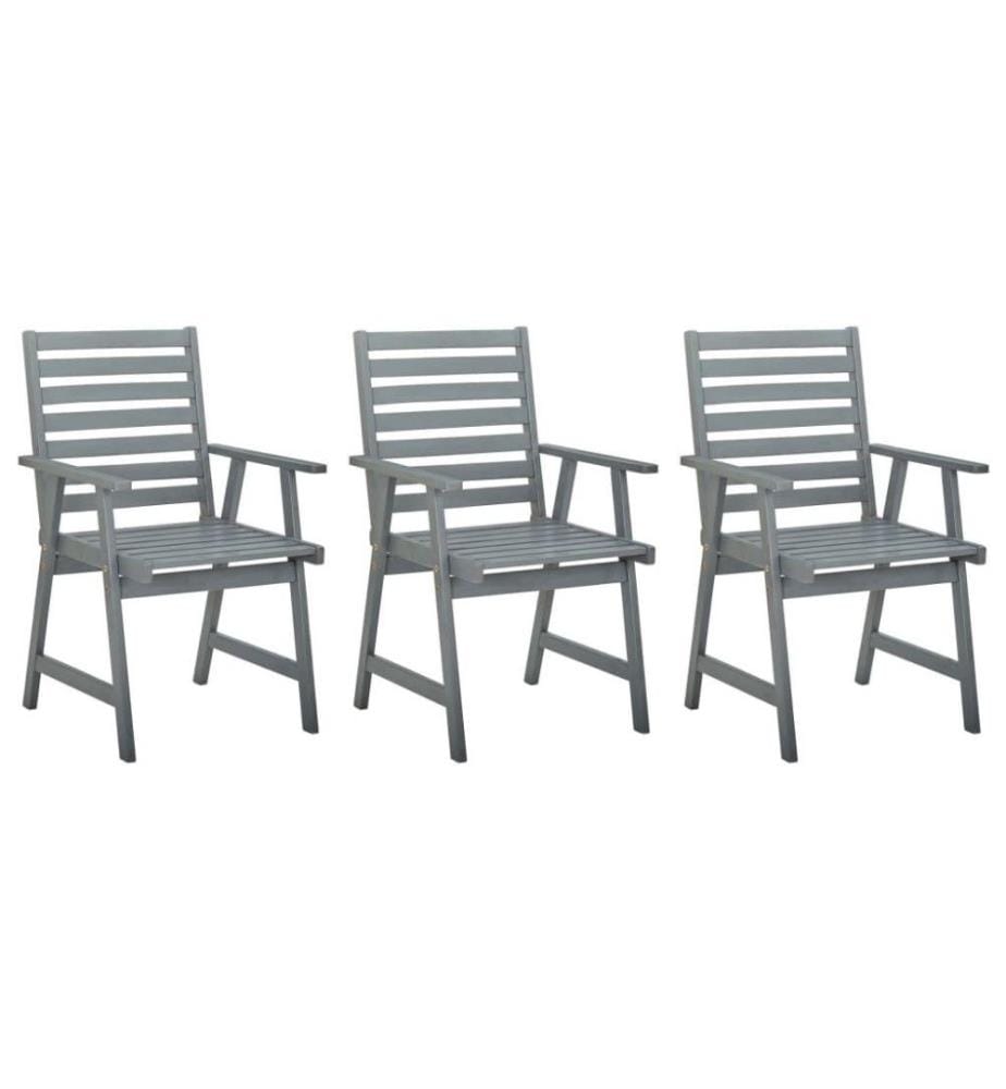 Garten-Essstühle 3 Stk. Grau Massivholz Akazie