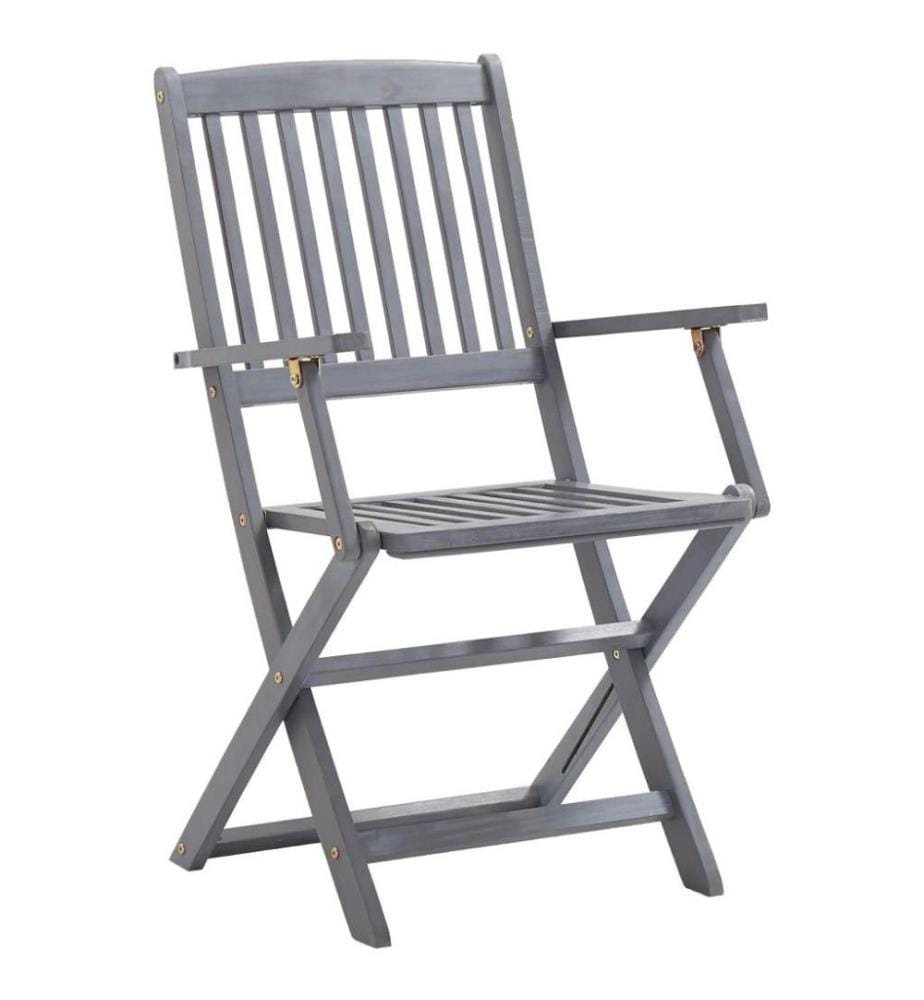 Chaises pliables d'extérieur 4 pcs avec coussins Bois d'acacia