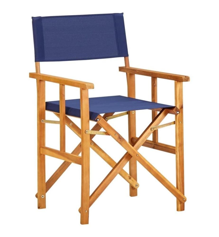 Chaise de metteur en scène Bois massif d'acacia Bleu