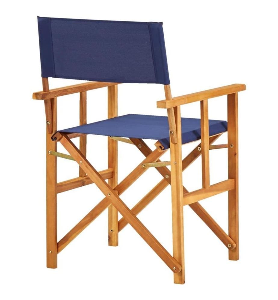 Chaise de metteur en scène Bois massif d'acacia Bleu
