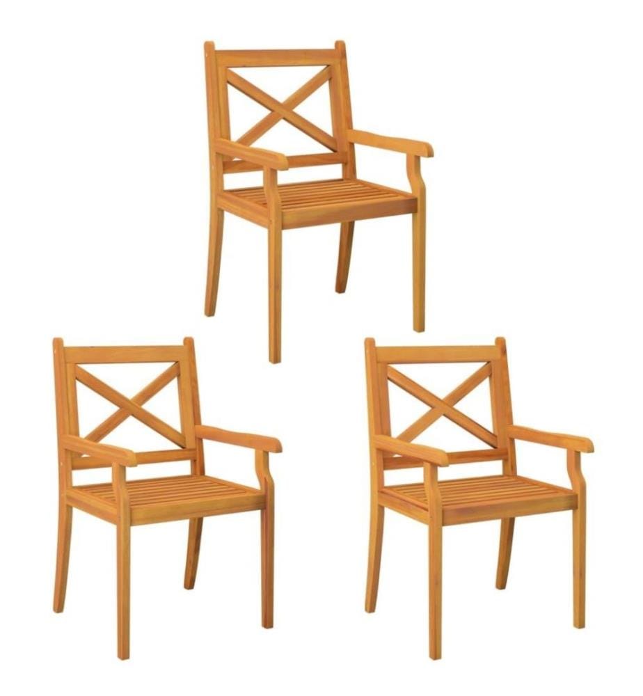 Garten-Essstühle 3 Stk. Massivholz Akazie