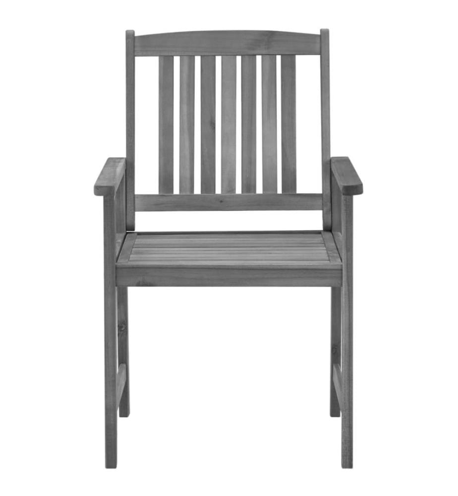 Chaises de jardin avec coussins 4 pcs Gris Bois d'acacia massif