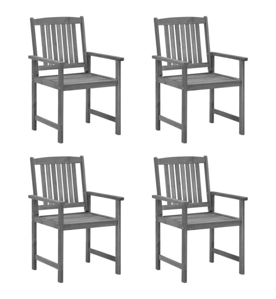 Chaises de jardin avec coussins 4 pcs Gris Bois d'acacia massif
