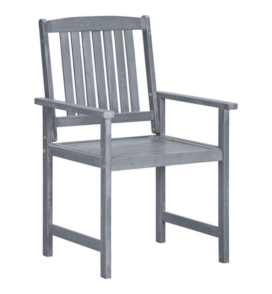 Chaises de jardin avec coussins 4 pcs Gris Bois d'acacia massif