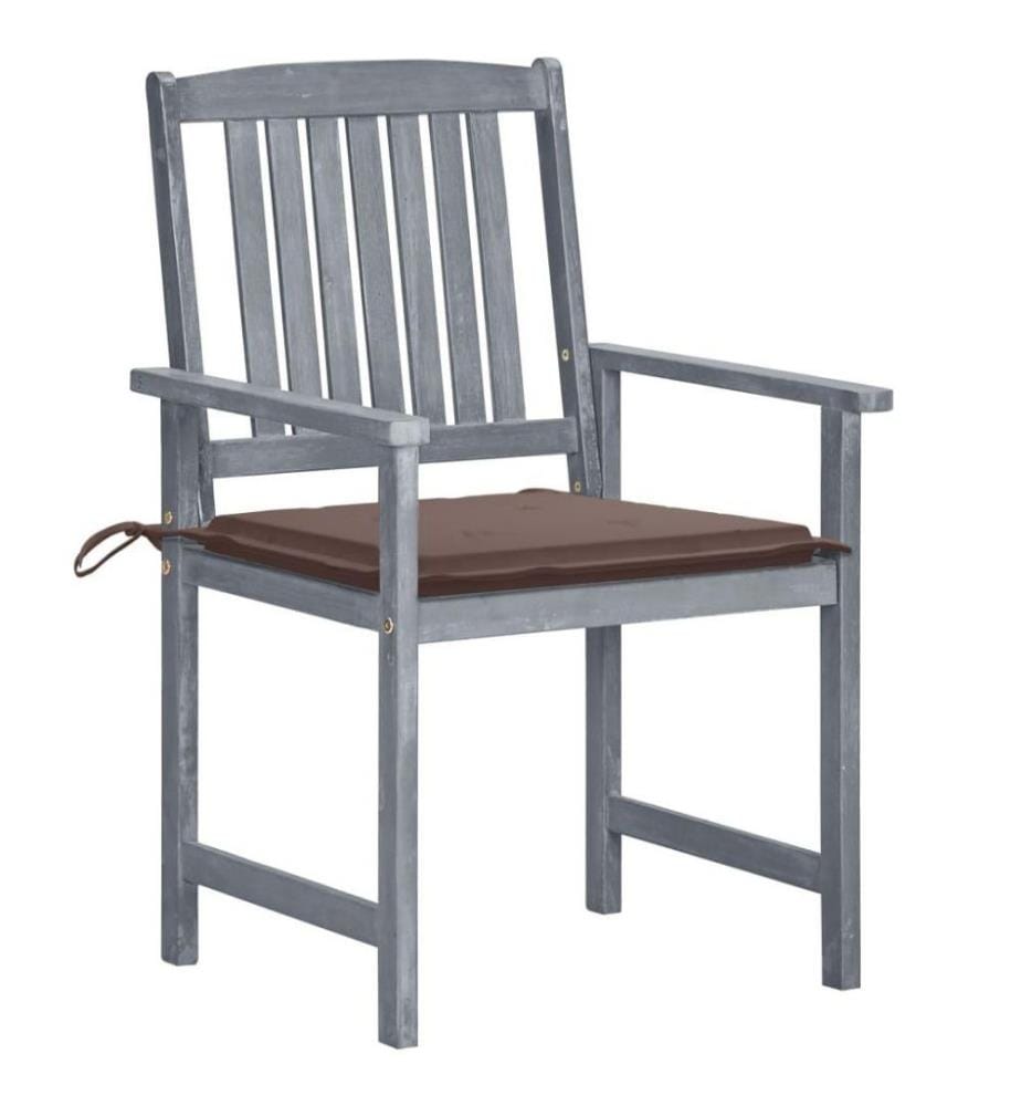 Chaises de jardin avec coussins 8 pcs Bois d'acacia solide Gris