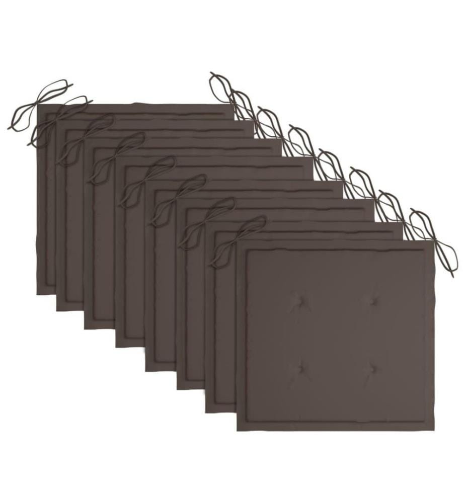 Chaises de jardin avec coussins 8 pcs Bois d'acacia solide Gris