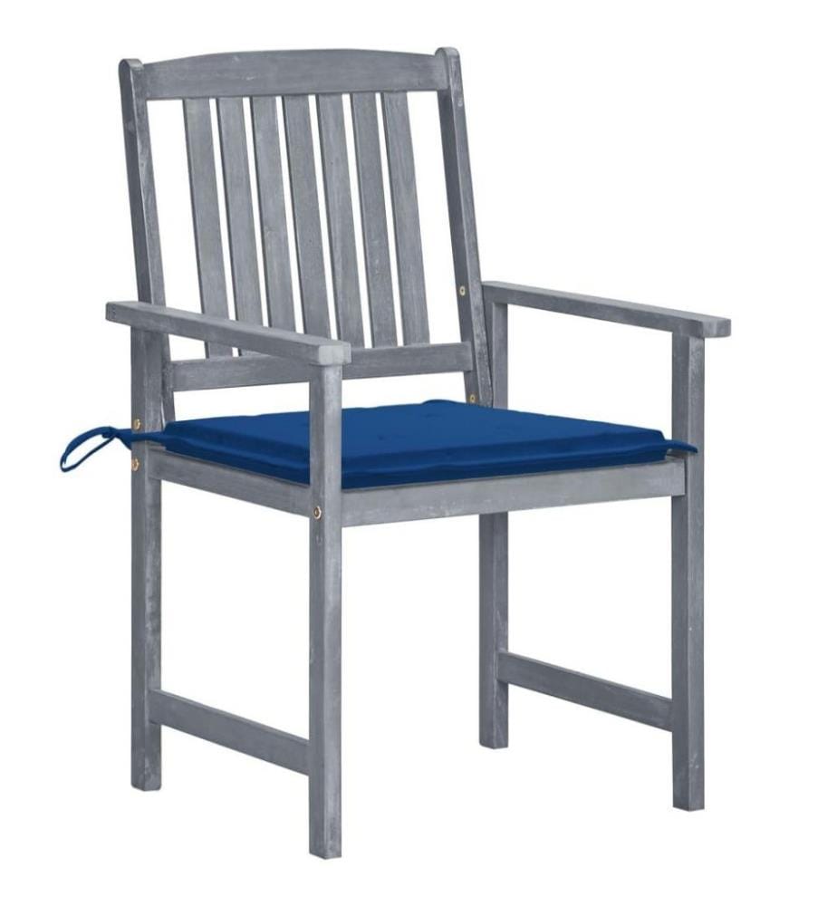 Chaises de jardin avec coussins 8 pcs Bois d'acacia solide Gris