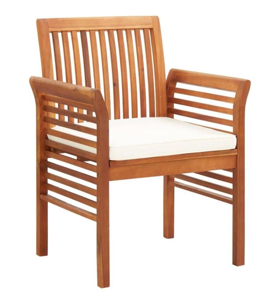 Chaises à dîner de jardin et coussins 2pcs Bois d'acacia massif