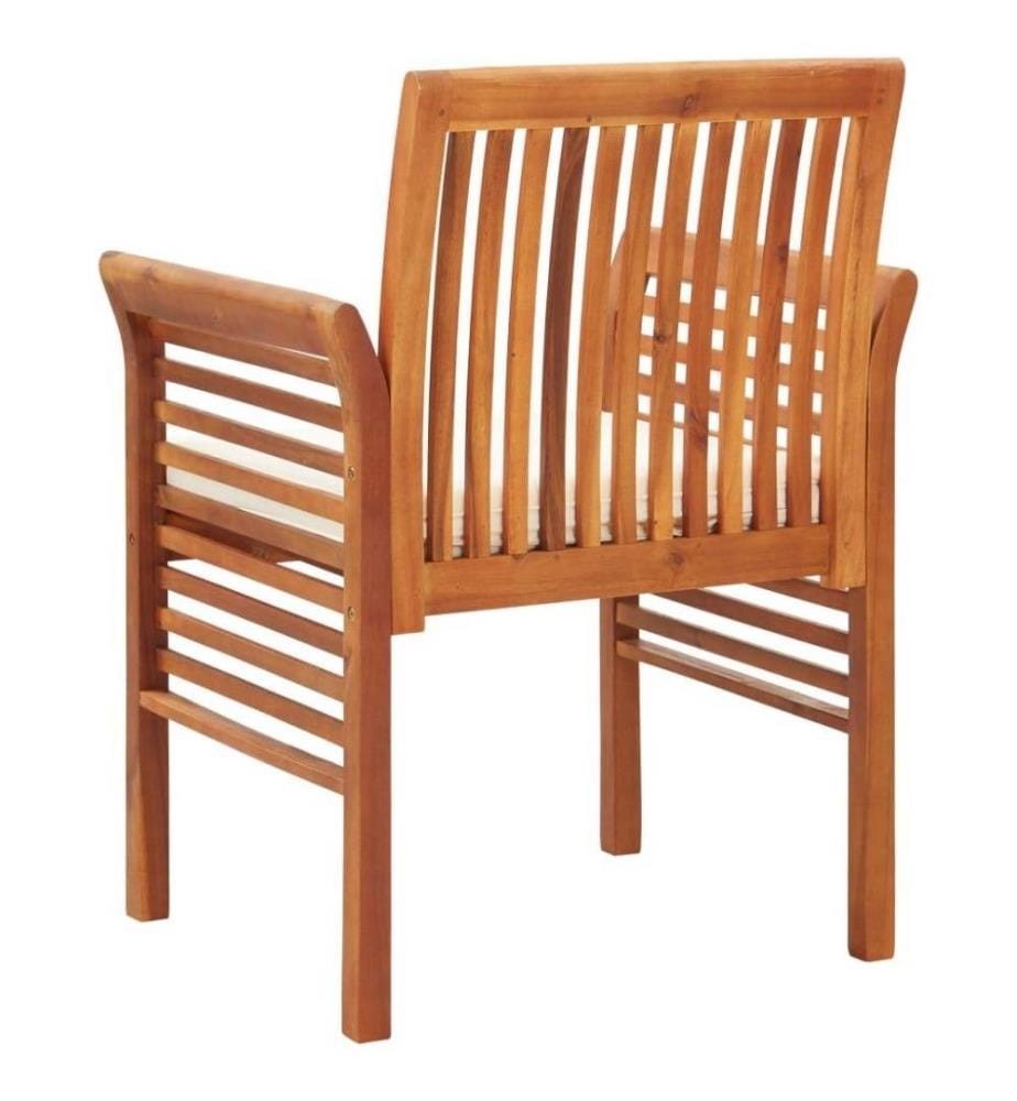 Chaises à dîner de jardin et coussins 2pcs Bois d'acacia massif