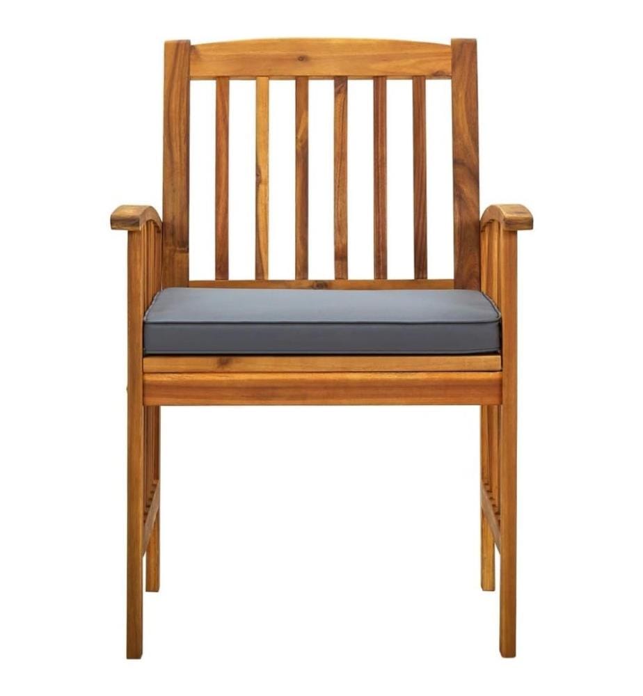 Chaises à dîner de jardin 3pcs et coussins Bois d'acacia massif