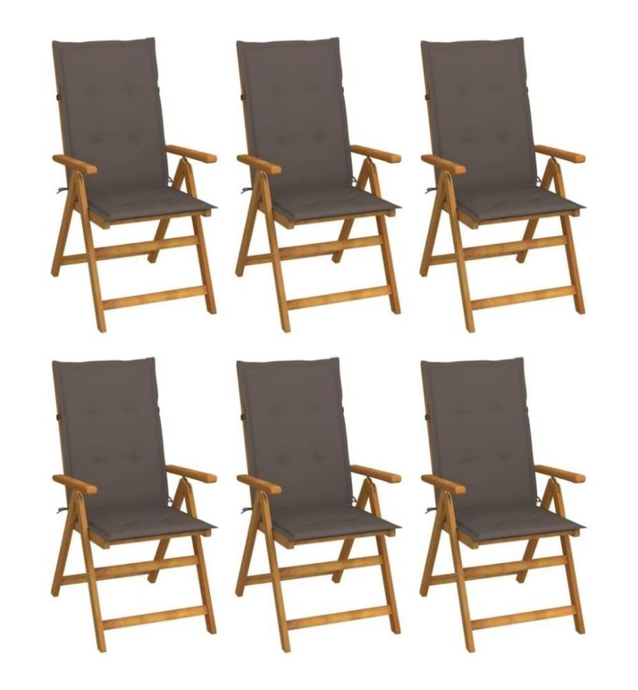 Chaises pliables de jardin 6 pcs avec coussins Bois d'acacia