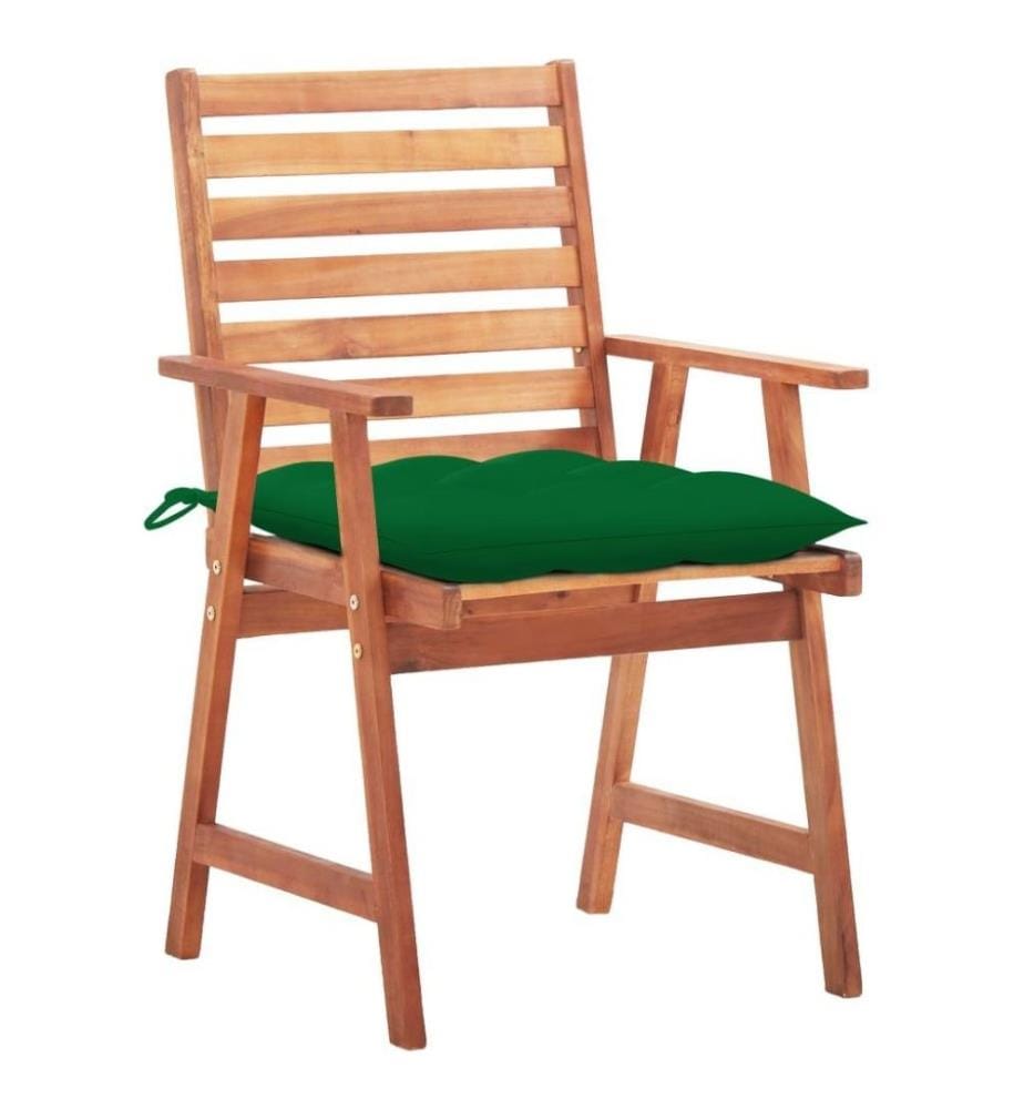 Chaises à dîner d'extérieur 2 pcs avec coussins Acacia massif