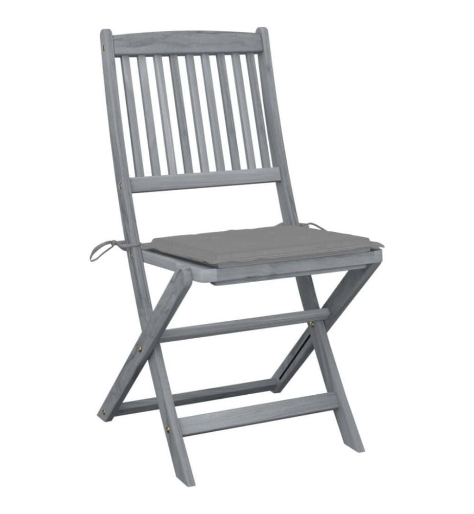 Chaises pliables d'extérieur 4 pcs avec coussins Bois d'acacia
