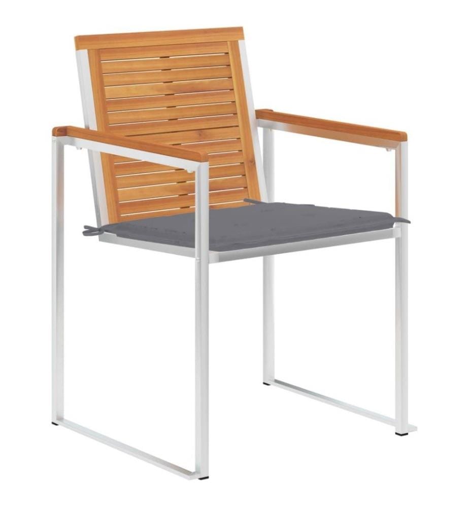 Chaises de jardin avec coussins 2 pcs Acacia solide et acier