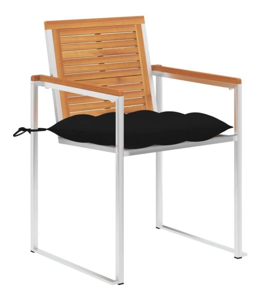 Chaises de jardin avec coussins 2 pcs Acacia solide et acier