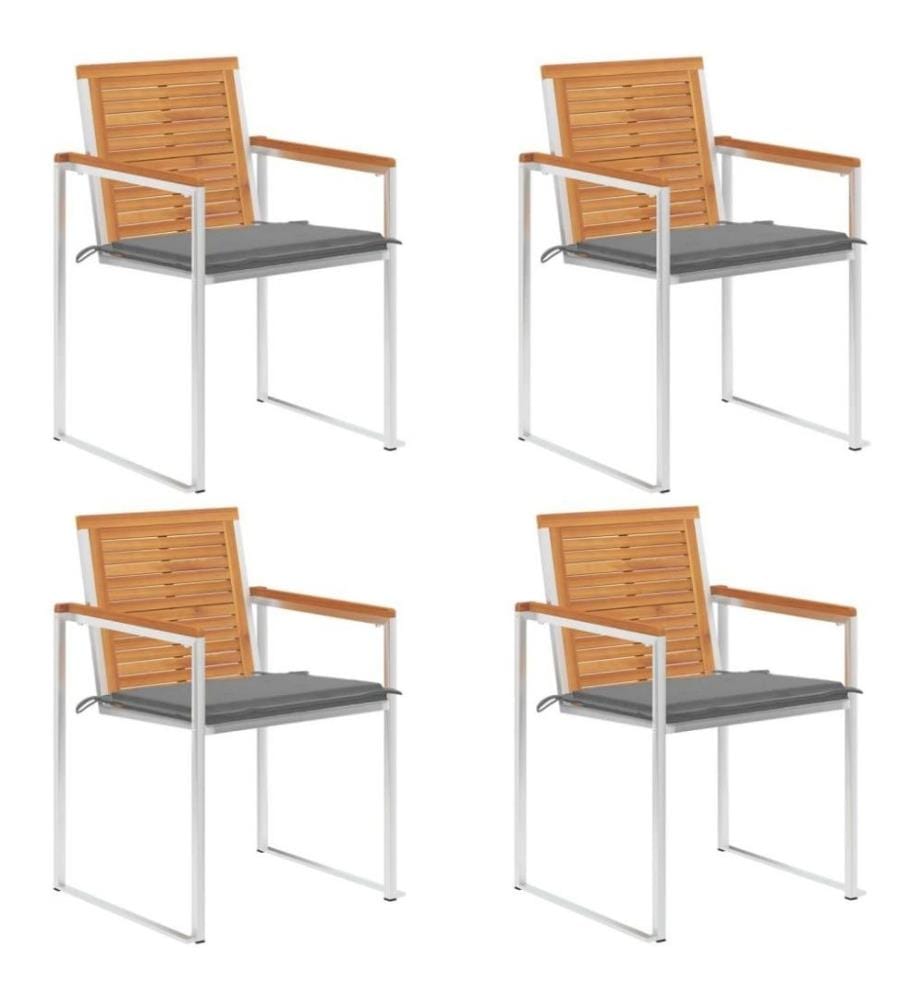 Chaises de jardin 4 pcs avec coussins Bois d'acacia massif