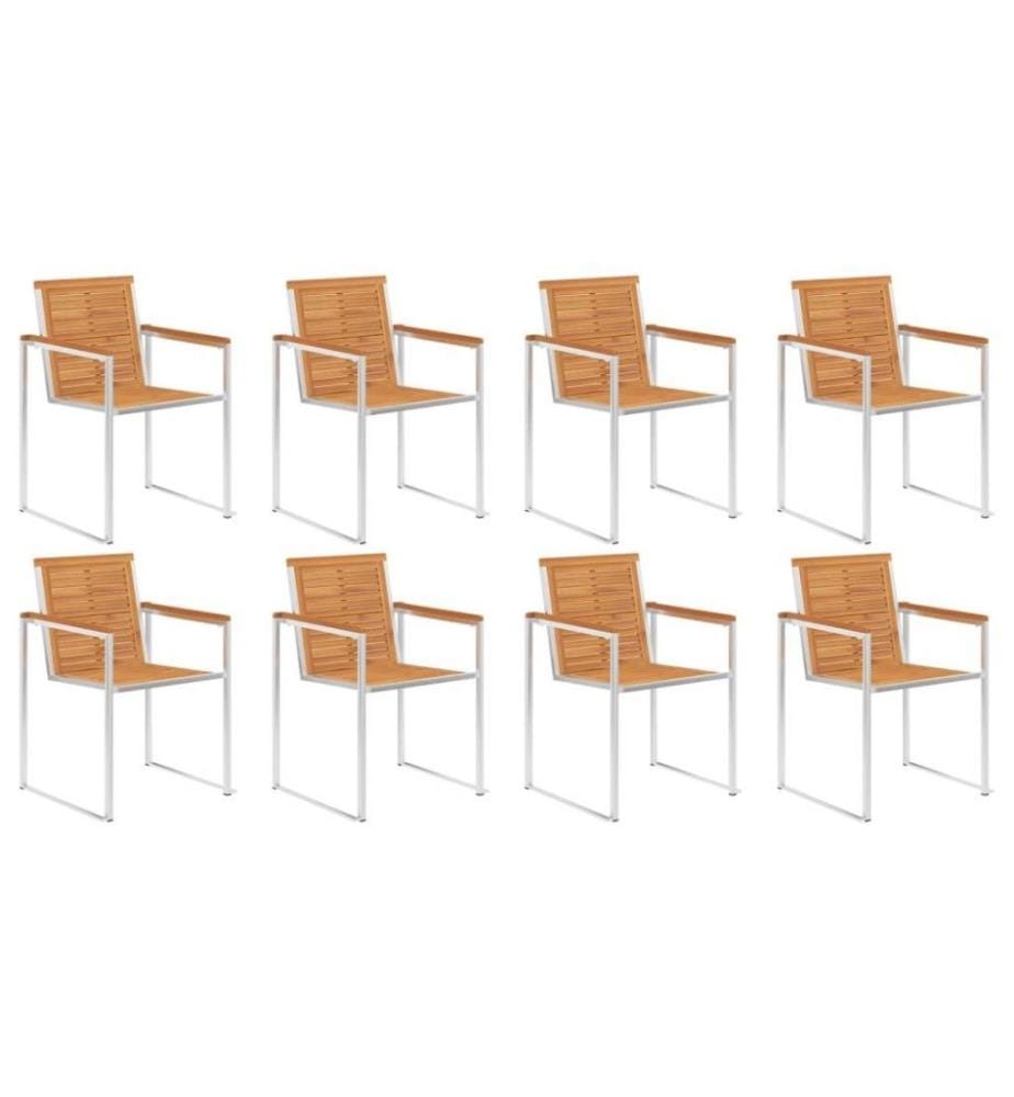 Chaises de jardin 8 pcs avec coussins Bois d'acacia solide
