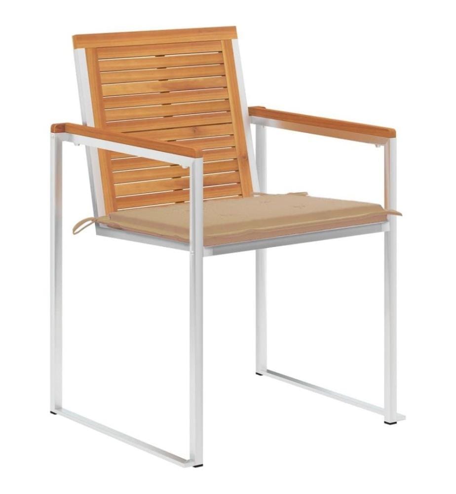 Chaises de jardin 8 pcs avec coussins Bois d'acacia solide