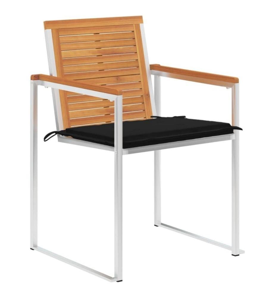 Chaises de jardin 8 pcs avec coussins Bois d'acacia solide