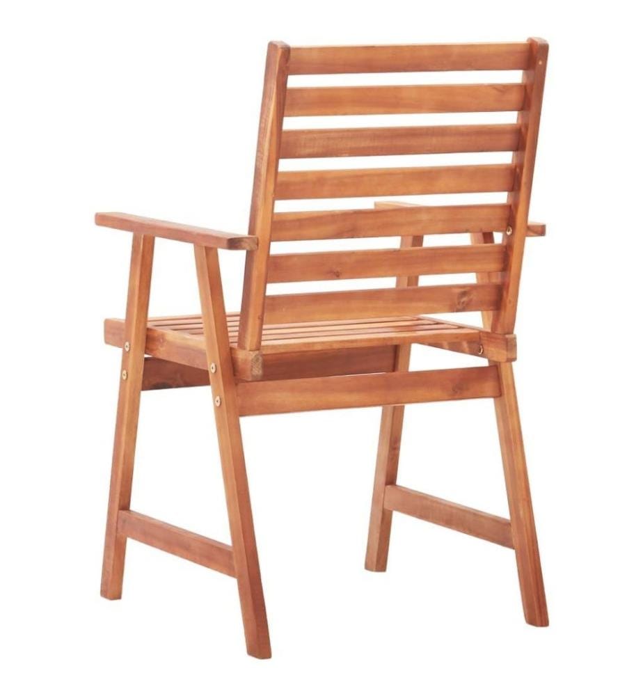 Chaises à dîner d'extérieur 3 pcs avec coussins Acacia massif