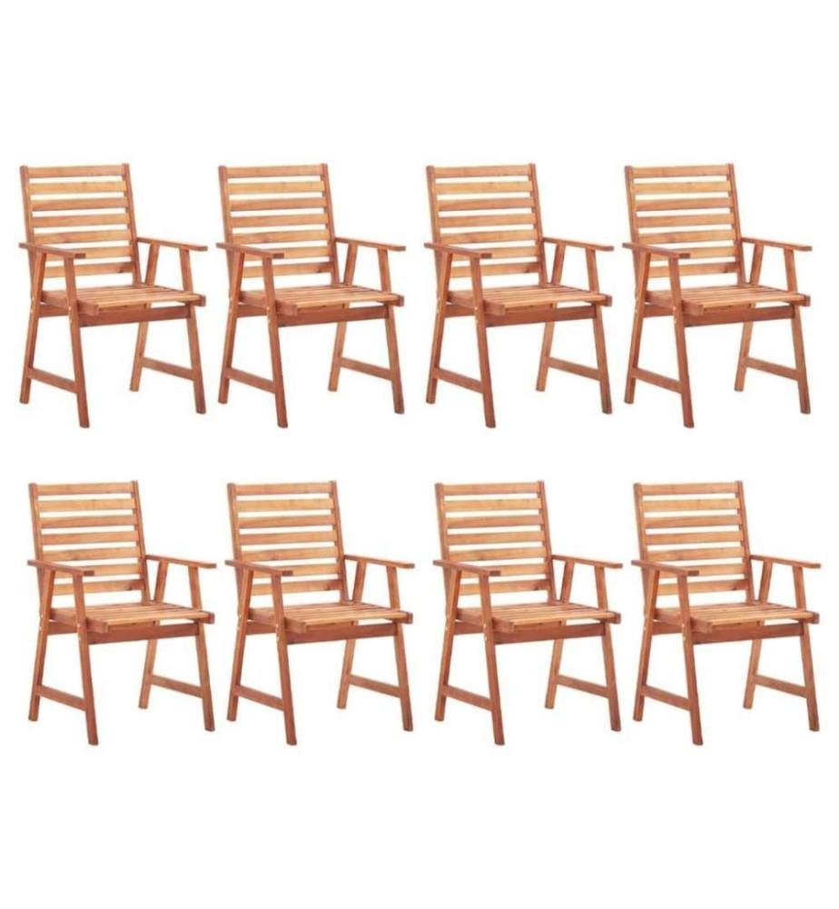 Chaises à dîner d'extérieur 8 pcs avec coussins Acacia massif
