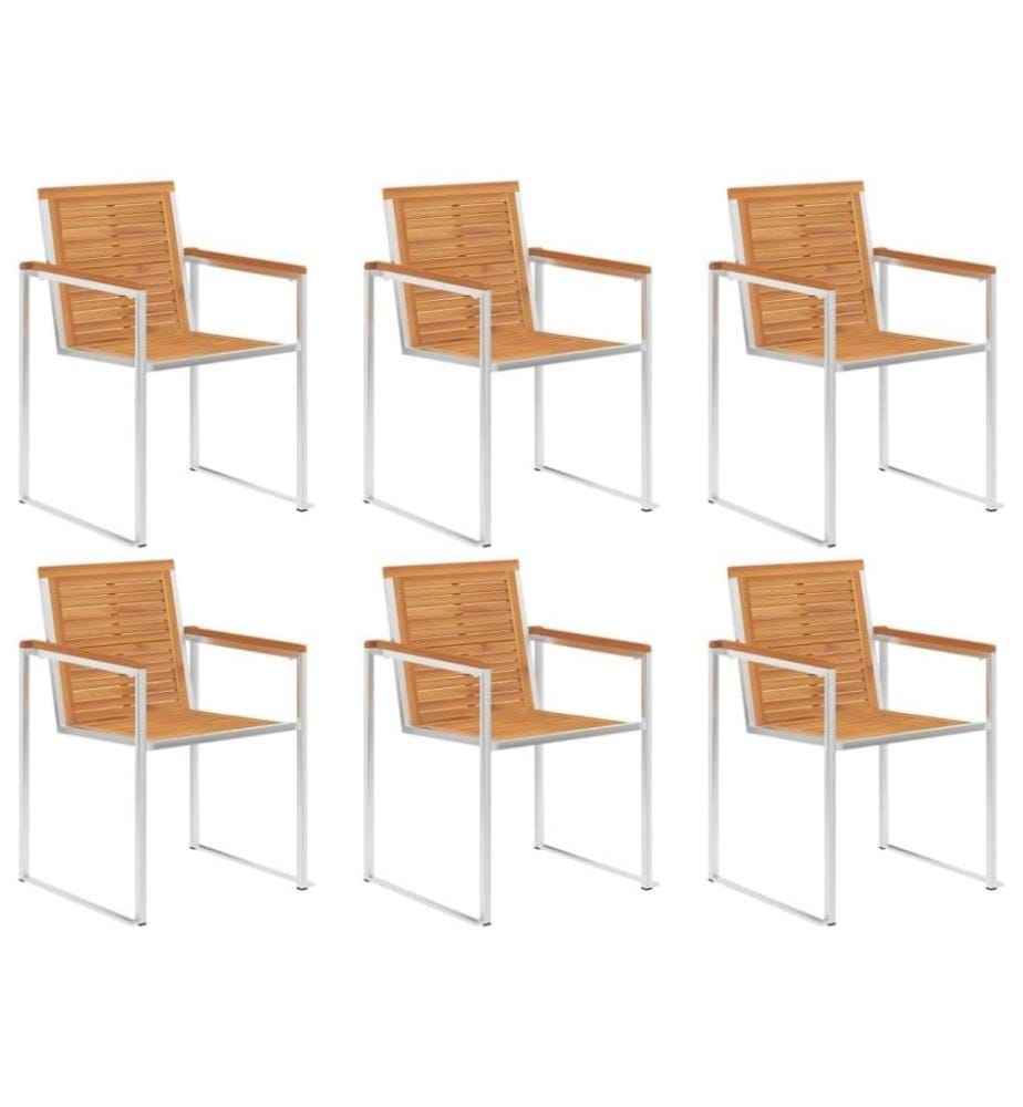 Chaises de jardin 6 pcs avec coussins Bois d'acacia solide