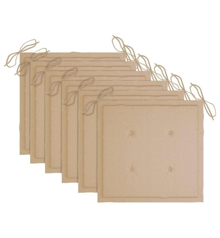 Chaises de jardin 6 pcs avec coussins Bois d'acacia solide