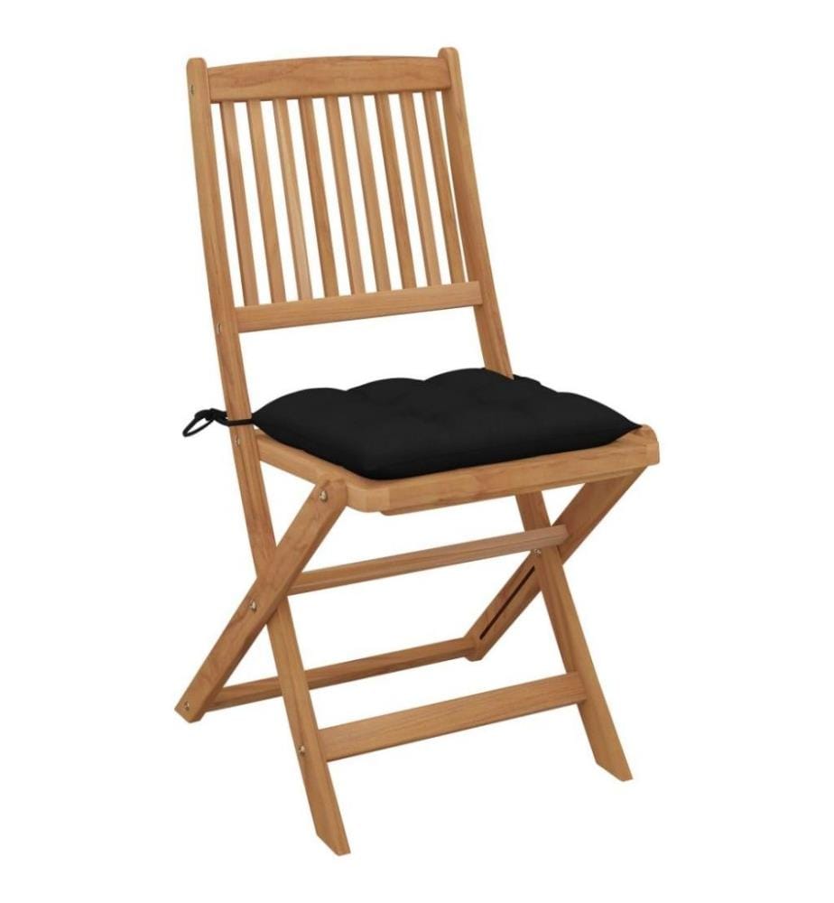 Chaises pliables de jardin 6 pcs avec coussins Bois d'acacia