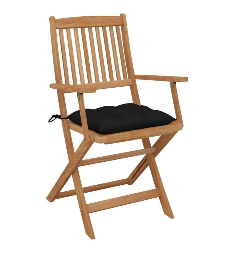 Chaises pliables de jardin 6 pcs avec coussins Bois d'acacia