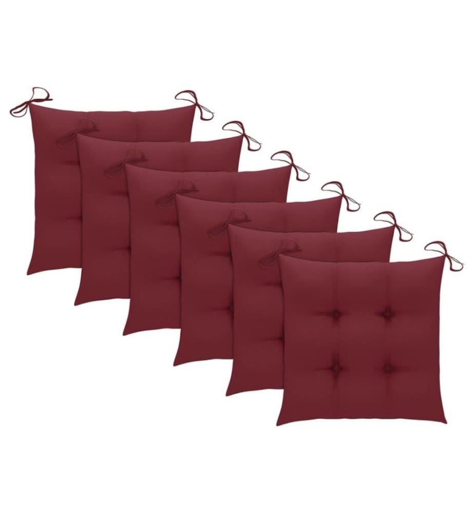 Chaises à dîner d'extérieur 6 pcs avec coussins Acacia massif