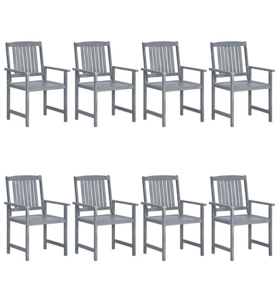 Chaises de jardin avec coussins 8 pcs Bois d'acacia solide Gris