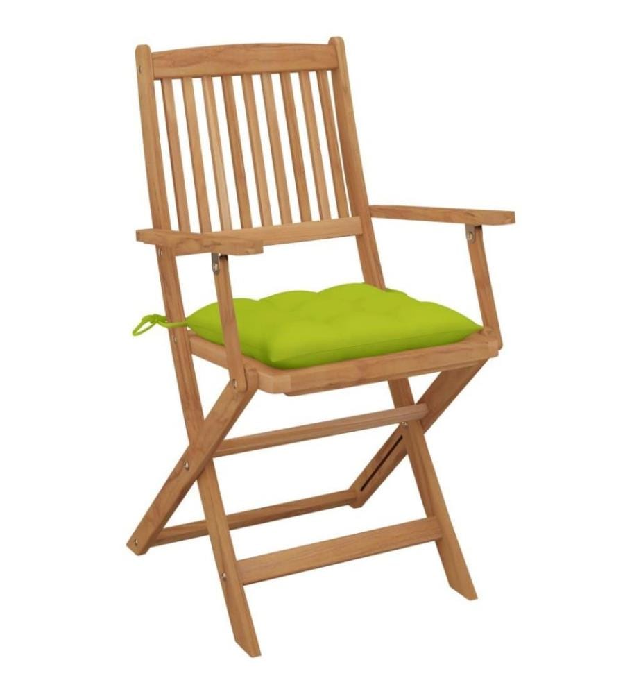 Chaises pliables de jardin 6 pcs avec coussins Bois d'acacia
