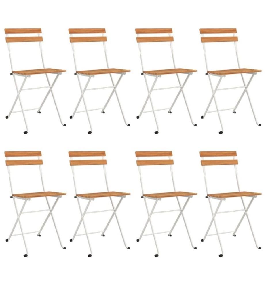 Chaises de bistrot pliantes 8 pcs Bois d'acacia solide et acier