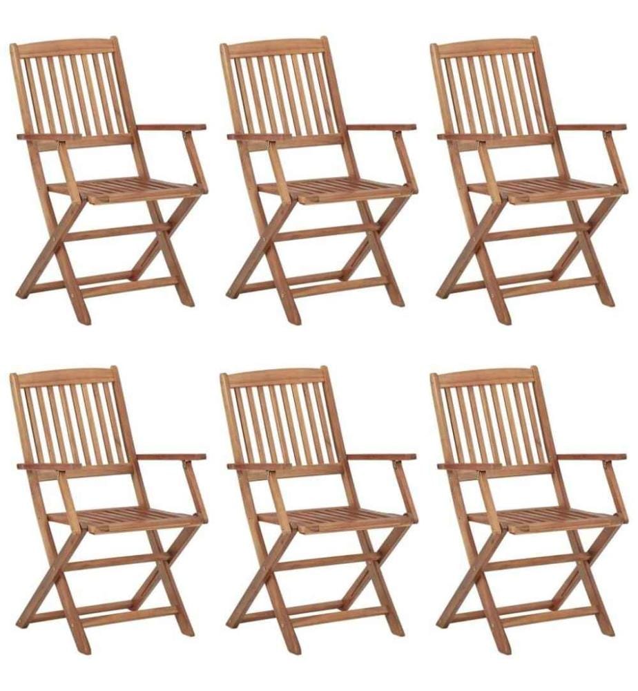 Chaises pliables de jardin 6 pcs avec coussins Bois d'acacia