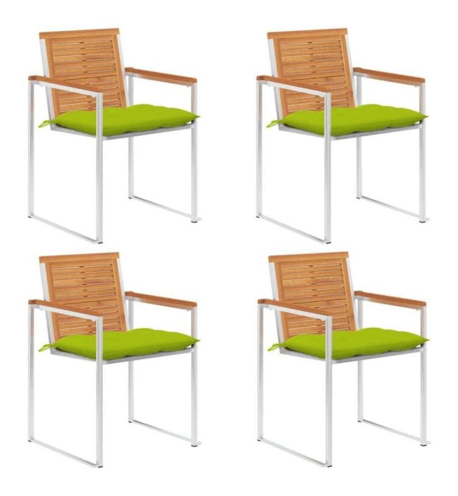 Chaises de jardin 4 pcs avec coussins Bois d'acacia massif