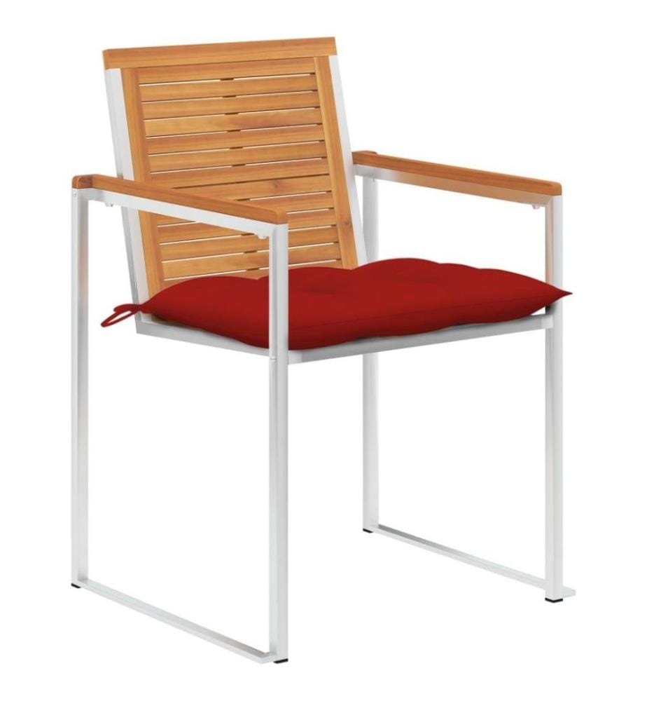 Chaises de jardin 4 pcs avec coussins Bois d'acacia massif